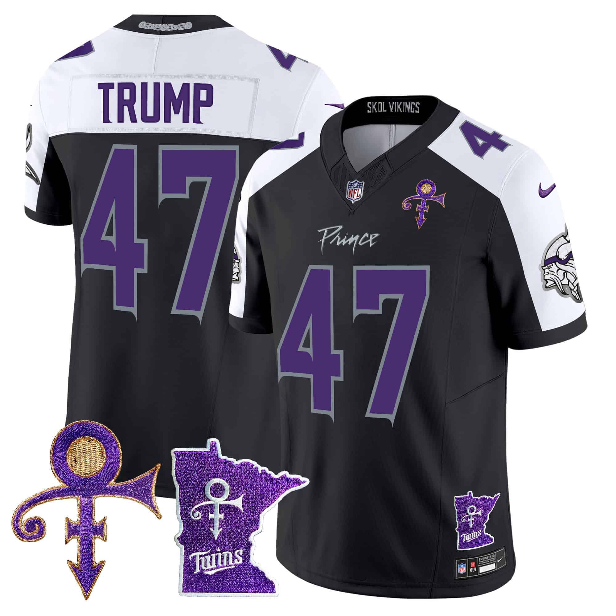 Men Minnesota Vikings #47 Trump Black 2024 Nike Prince Vapor Limited NFL Jersey